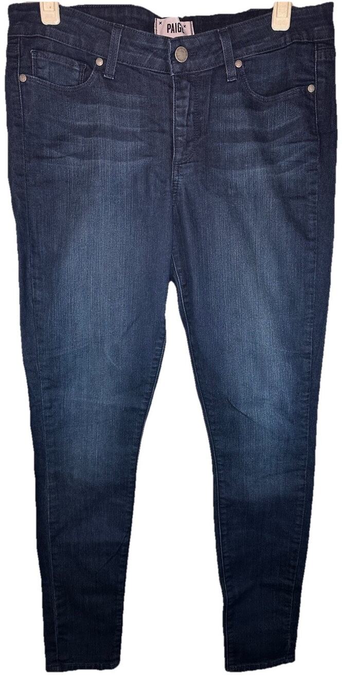 PAIGE Peg Super Skinny Jeans 31 Dark Wash Stretch Denim Mid Rise Women’s